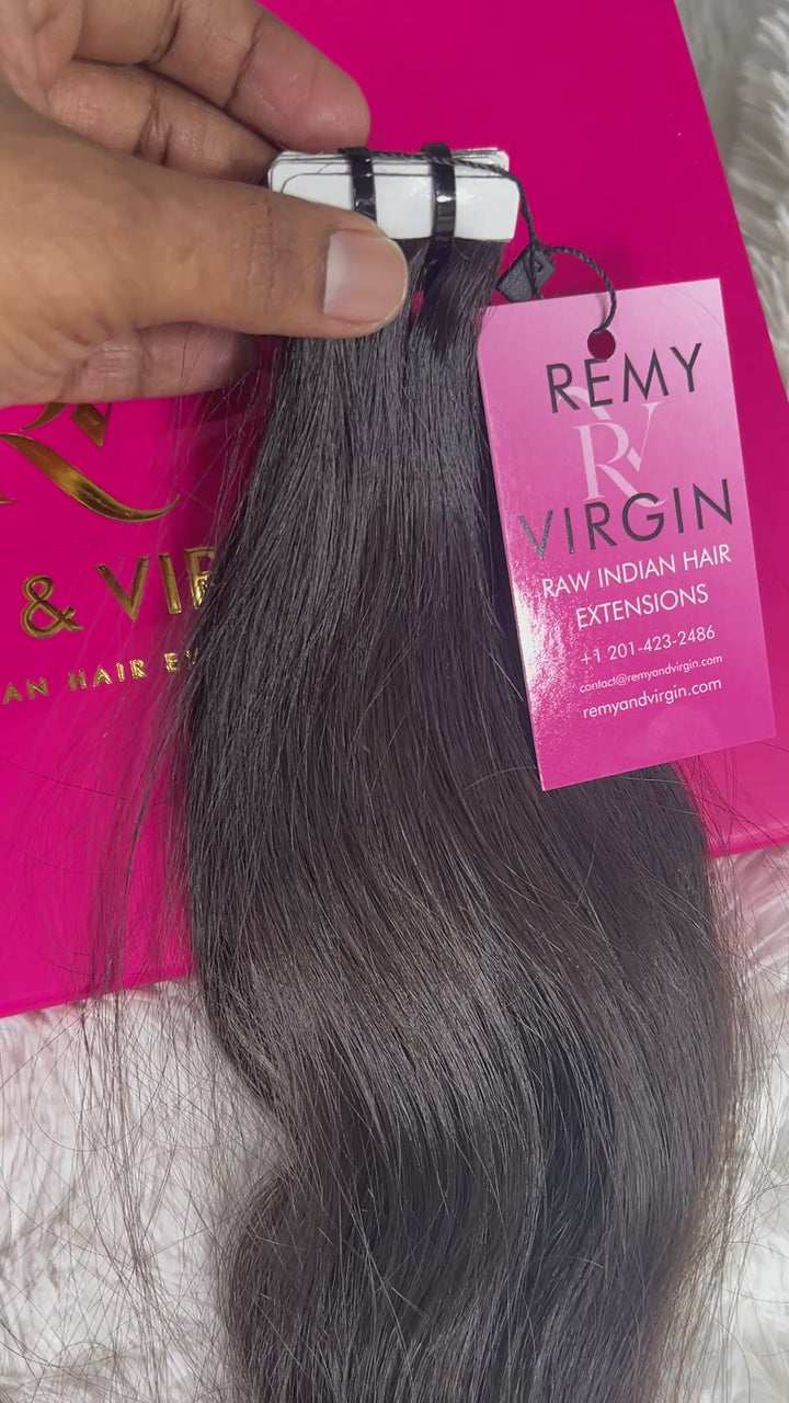 Extensiones de cabello con cinta ondulada cruda