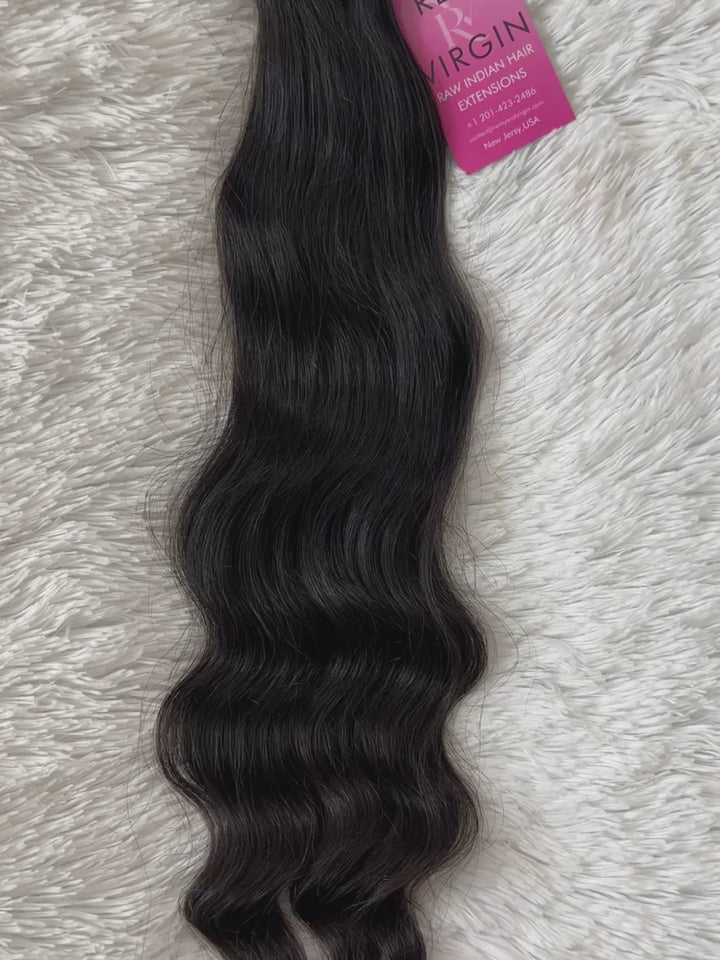 Cabello ondulado indio crudo
