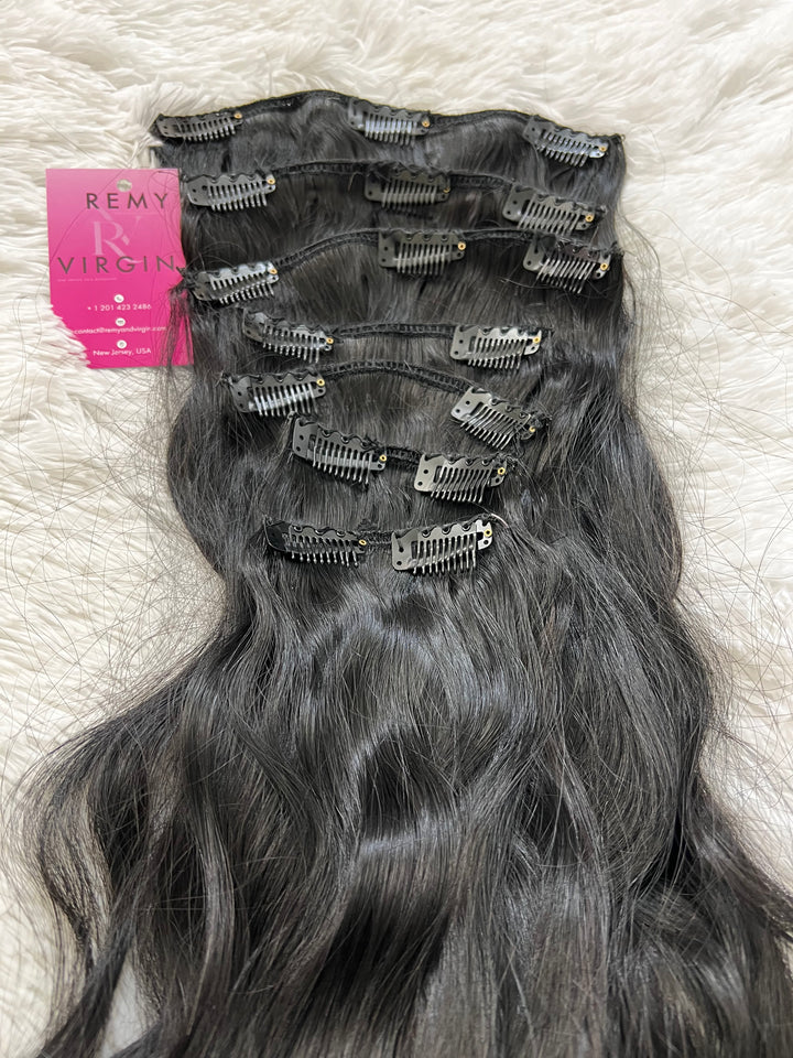 Clip-ins ondulados indios crudos
