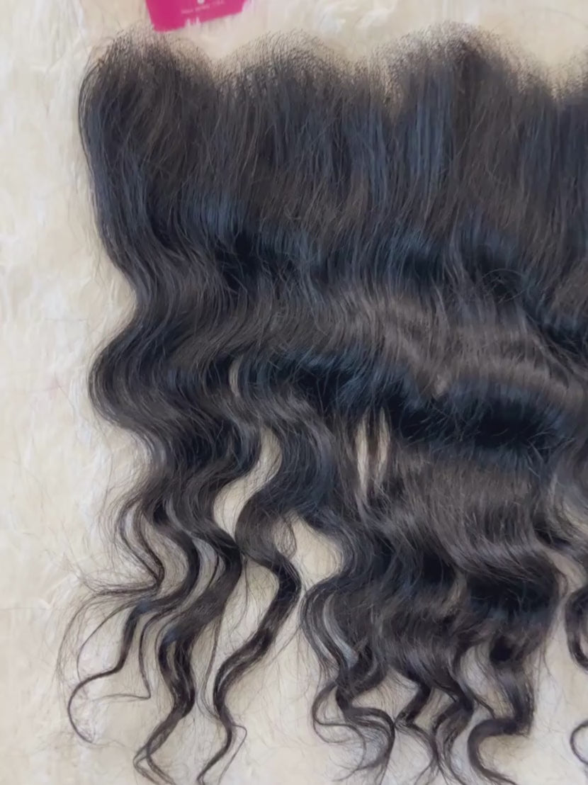 Frontal de encaje rizado indio crudo