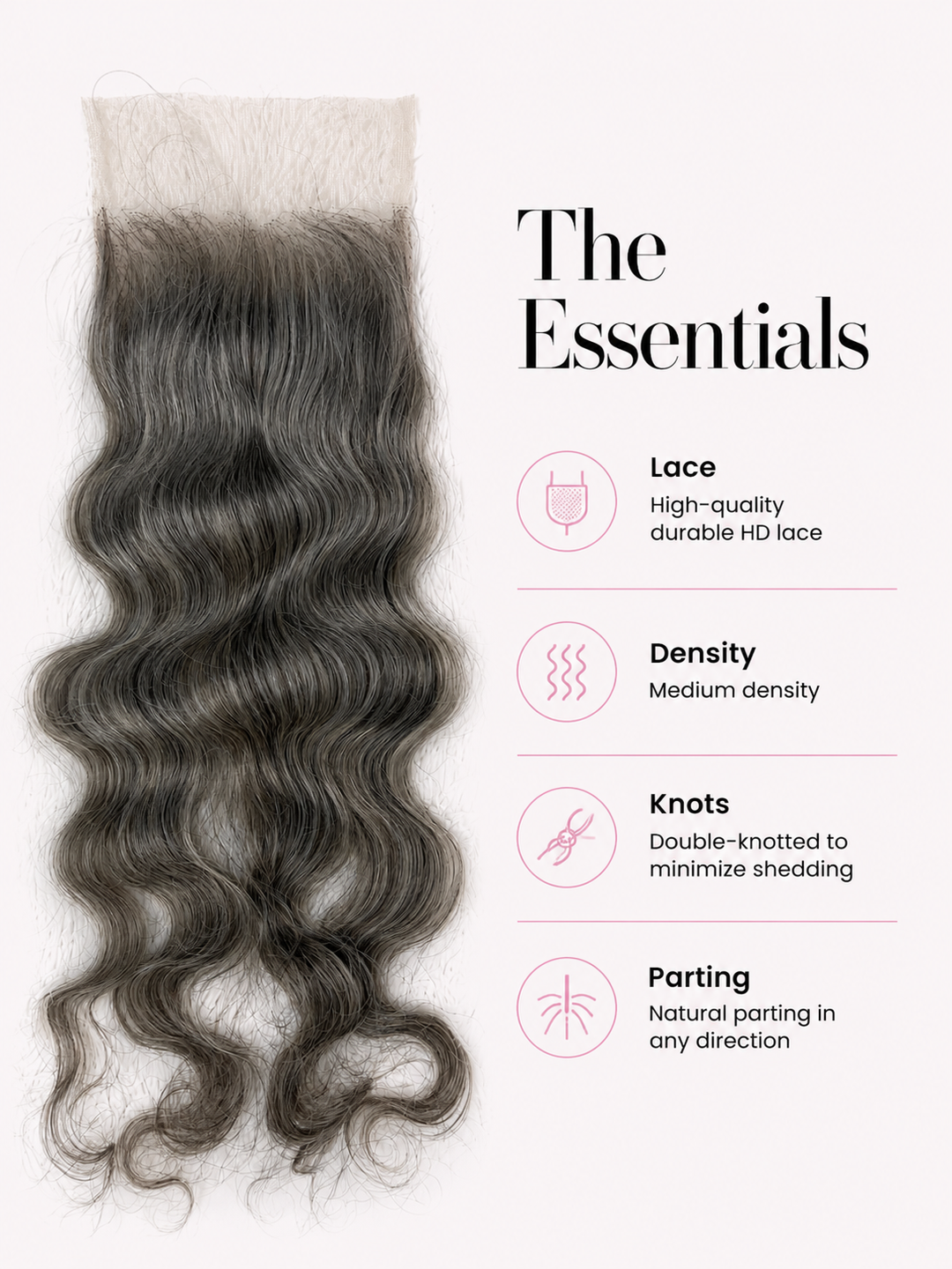 Gray Loose Curly Lace Closure