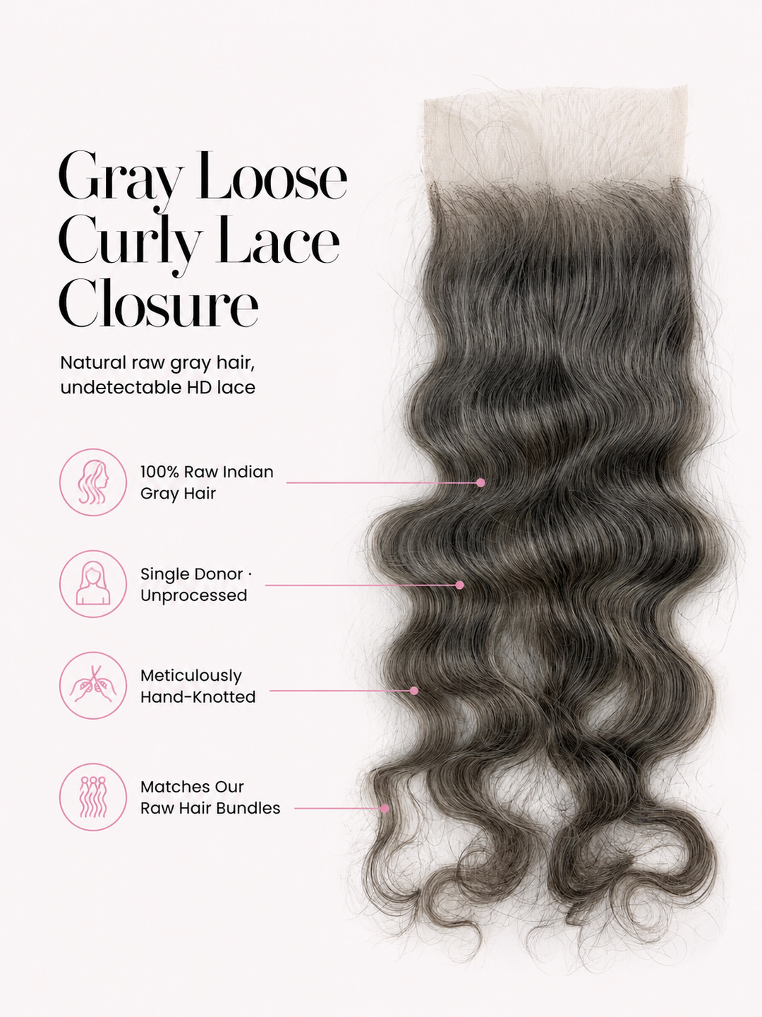 Gray Loose Curly Lace Closure