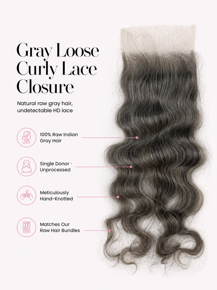 Gray Loose Curly Lace Closure