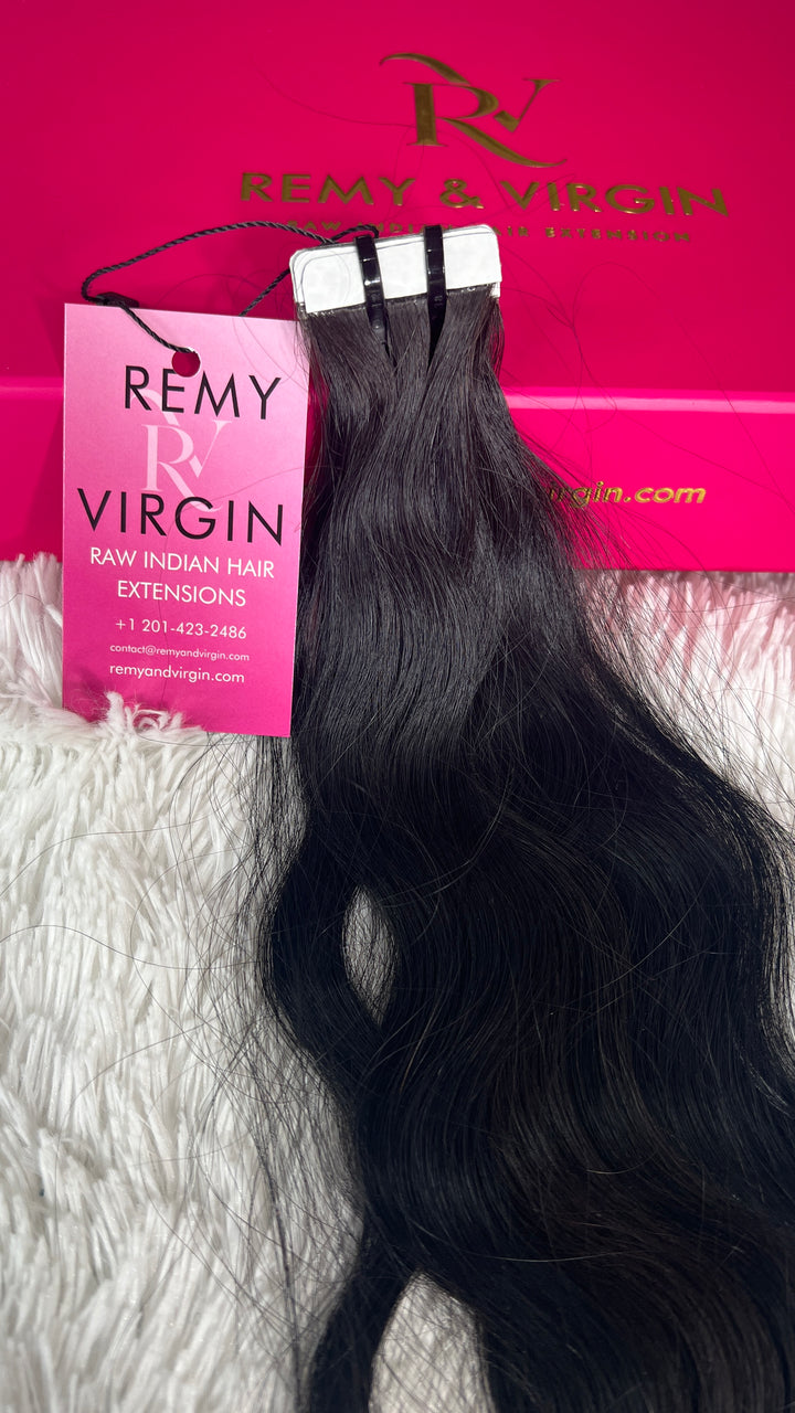 Raw Indian Wavy Tape-In Hair Extensions