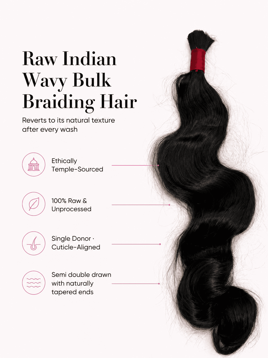 Raw Indian Wavy Bulk Braiding Hair