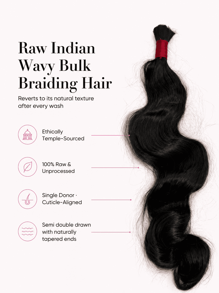 Raw Indian Wavy Bulk Braiding Hair