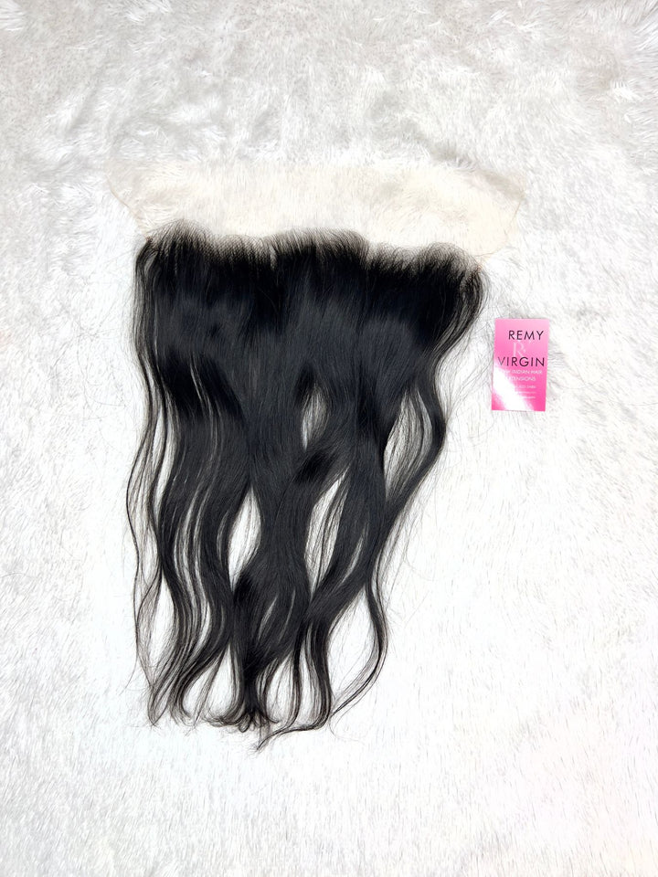 Frontal de encaje recto indio crudo 