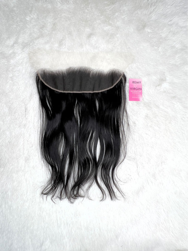 Frontal de encaje recto indio crudo 