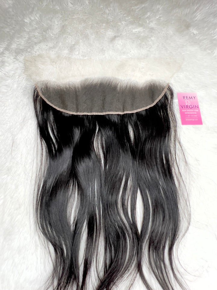 Frontal de encaje recto indio crudo 