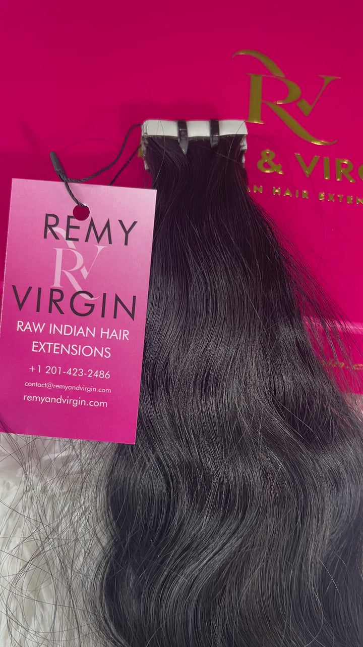 Raw Indian Wavy Tape-In Hair Extensions